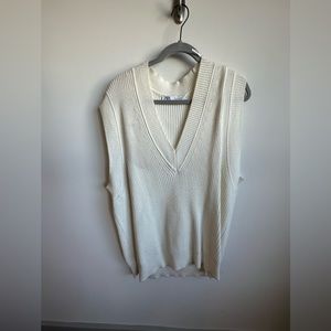 Zara Cream V-Neck Sweater Vest - Size L